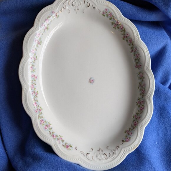 Vintage Johnson Bros Old English Oval Platter Pink Roses - Picture 2 of 8